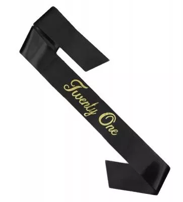 21st Birthday Sash- Black