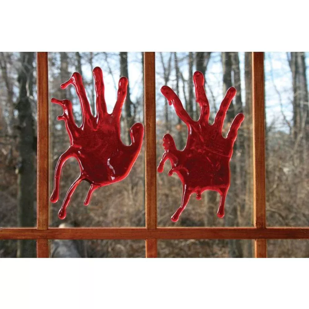 3-d-bloody-window-decor-hand-prints-18-wide 3-D Bloody Window Decor Hand Prints 18" Wide