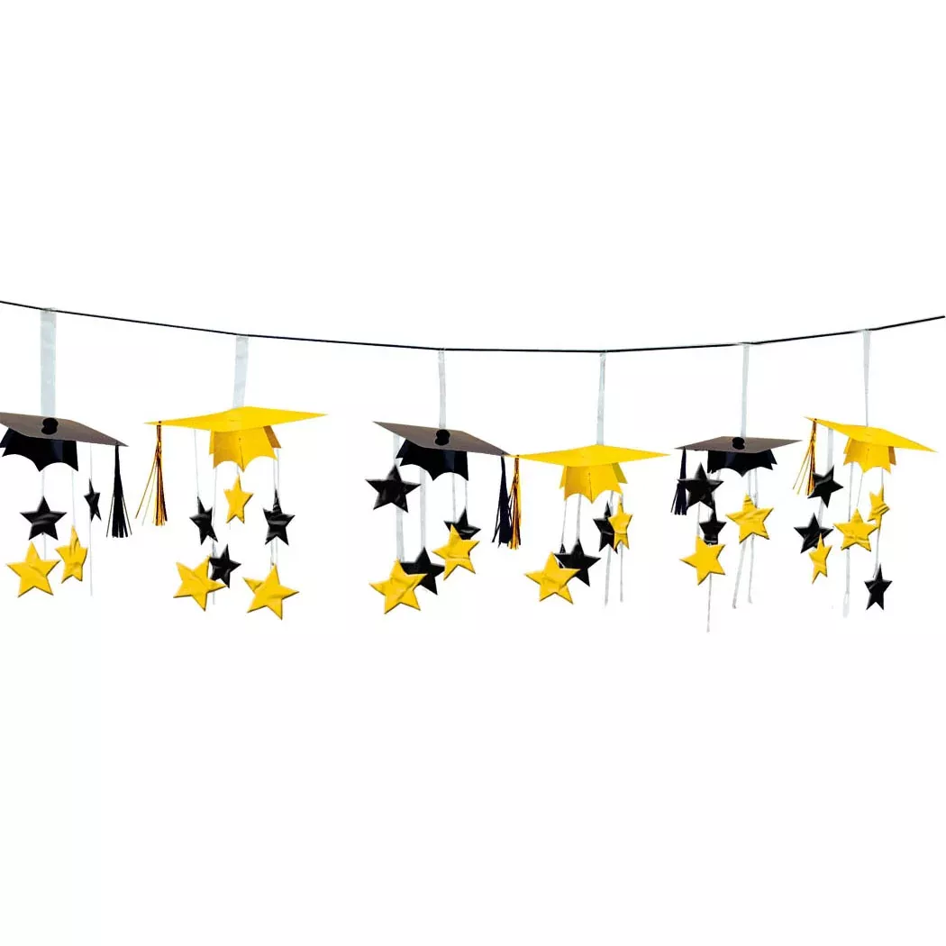 3D Yellow Graduation Cap Garland
