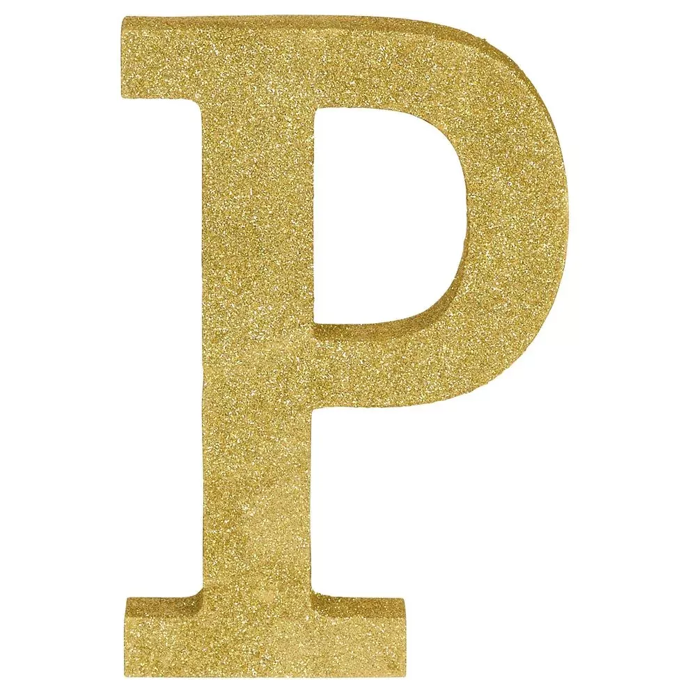 9" Gold Glitter MDF Letter P