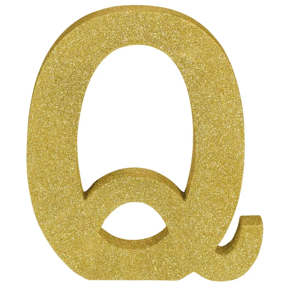 9" Gold Glitter MDF Letter Q