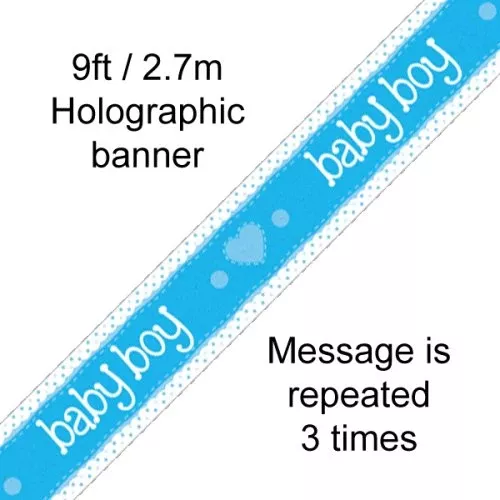"A Baby Boy" Baby Shower Holographic Foil Banner 2.7m