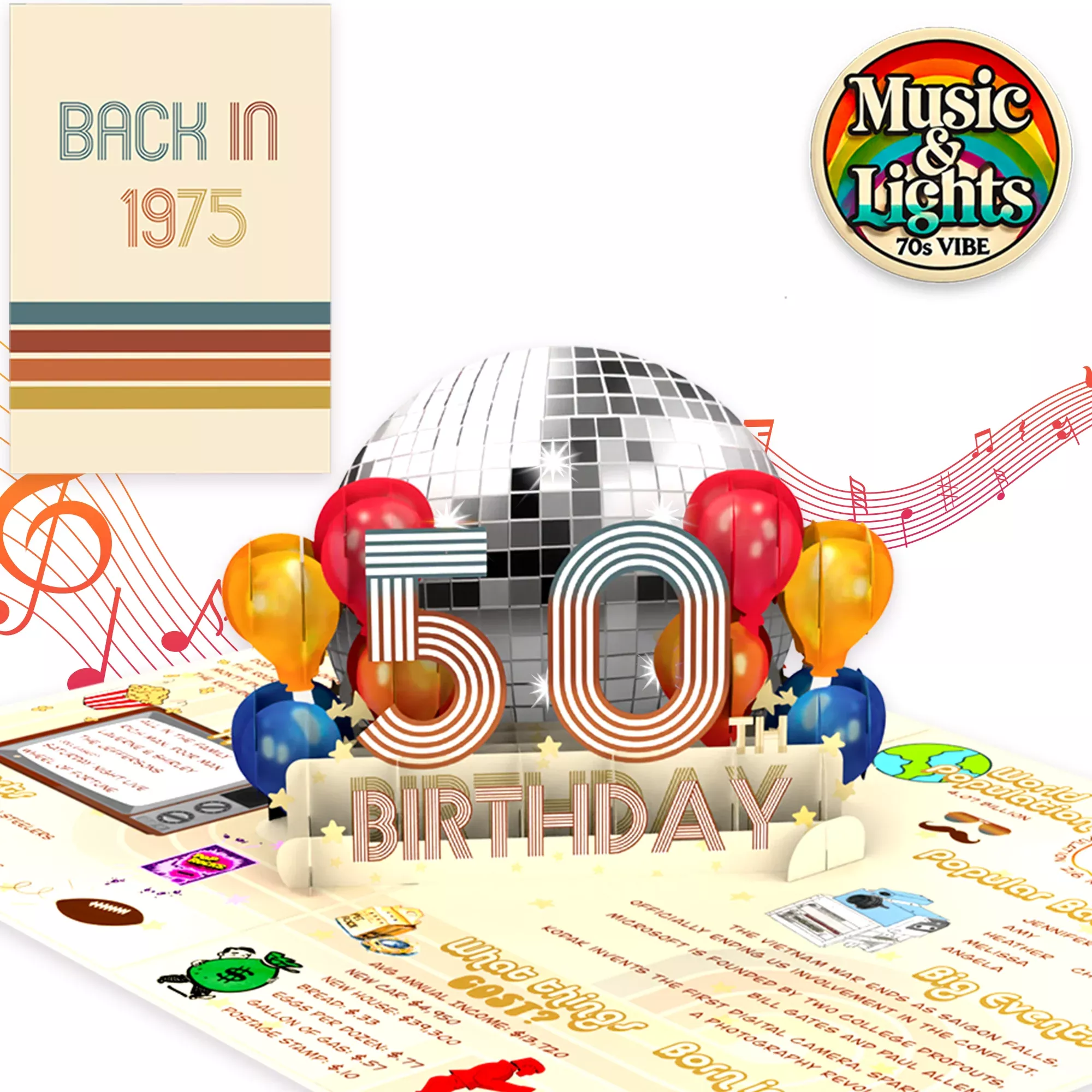 back-in-1975-3d-pop-up-light-sound-milestone-card Back in 1975 3D Pop-Up Light & Sound Milestone Card
