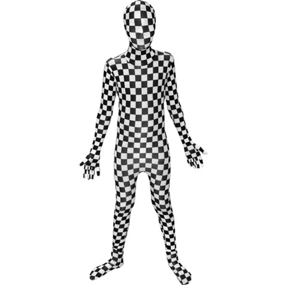 Black And White Check Morphsuit Boys Small