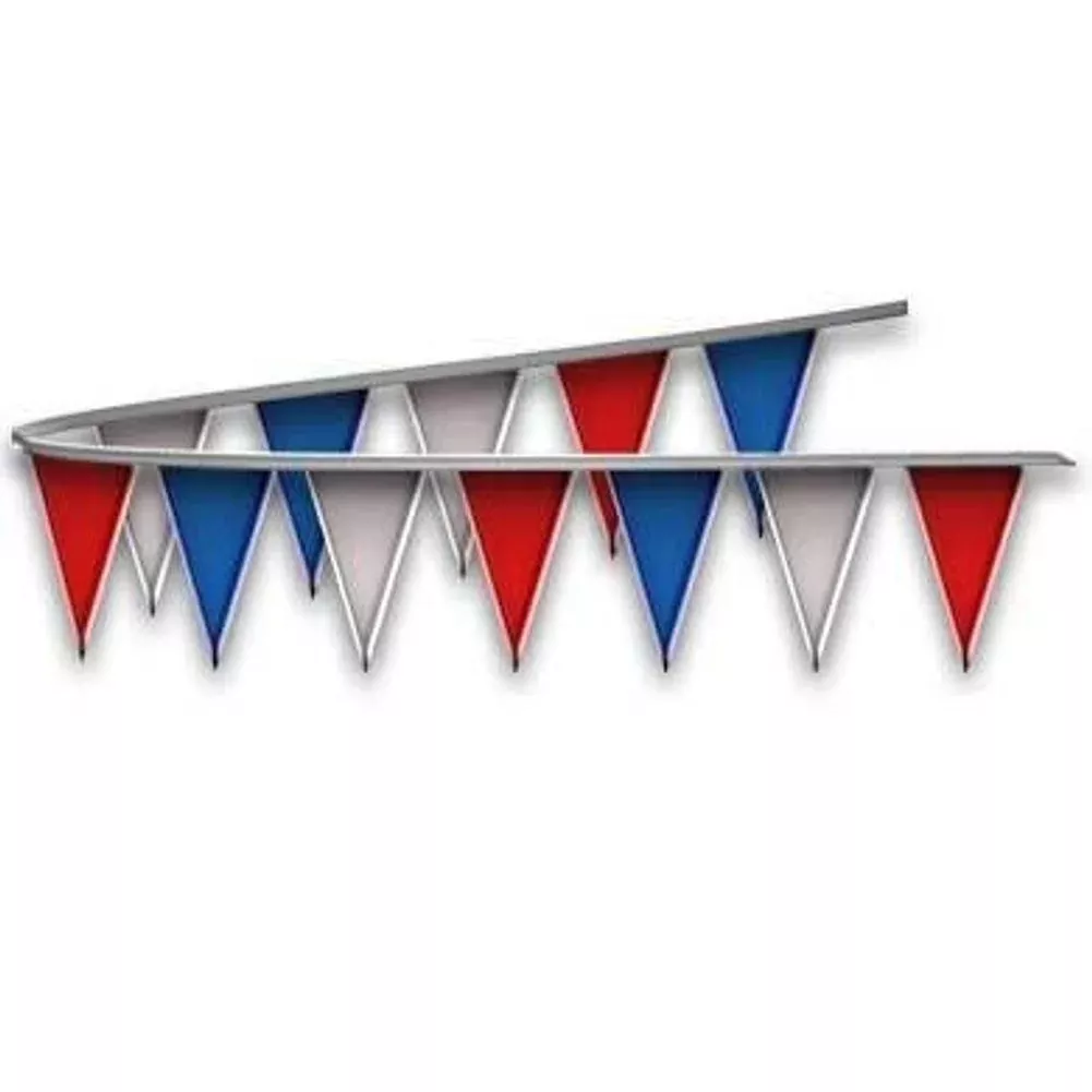 blue-red-silver-metallic-triangle-pennant-flags-50-ft Blue, Red, and Silver Metallic Triangle Pennant Flags 50 Ft.