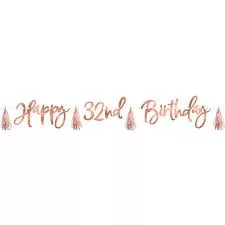 Blush Birthday Banner w/Customizable Age