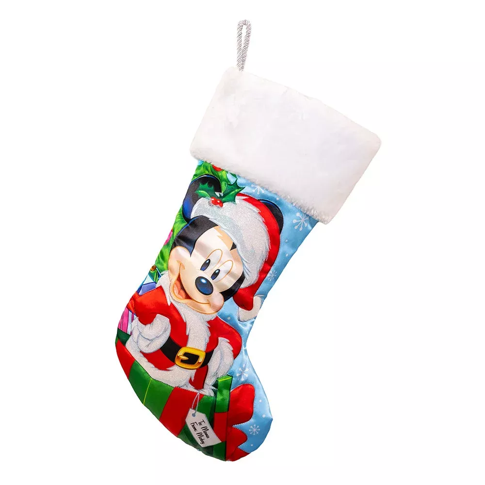 disney-santa-mickey-mouse-stocking-with-plush-cuff-18 Disney Santa Mickey Mouse Stocking With Plush Cuff 18"