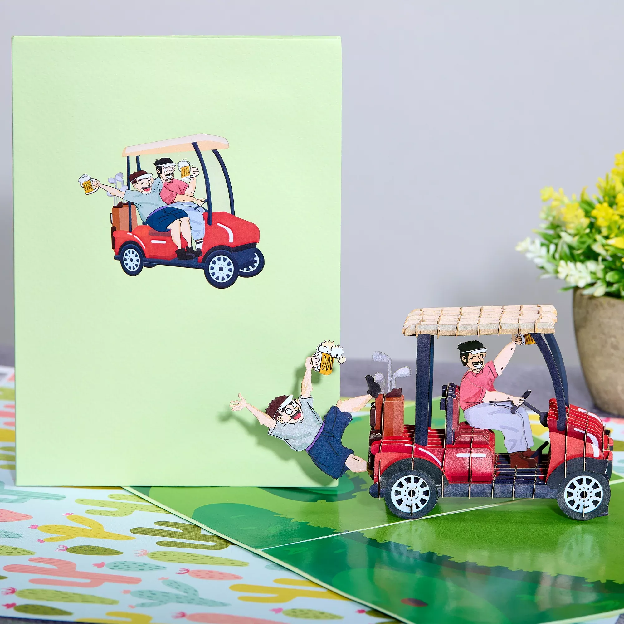 Drunk Golfers Funny 3D Pop-Up Golf Greeting Card