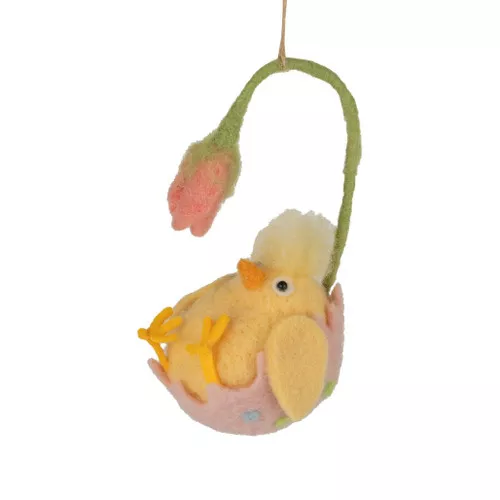 felt-chick-in-hanging-flower-cup-ornament Felt Chick in Hanging Flower Cup Ornament