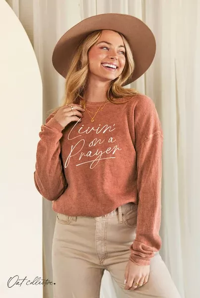 LIVIN' ON A PRAYERMineral Graphic Sweatshirt : DUSTY FOREST / L
