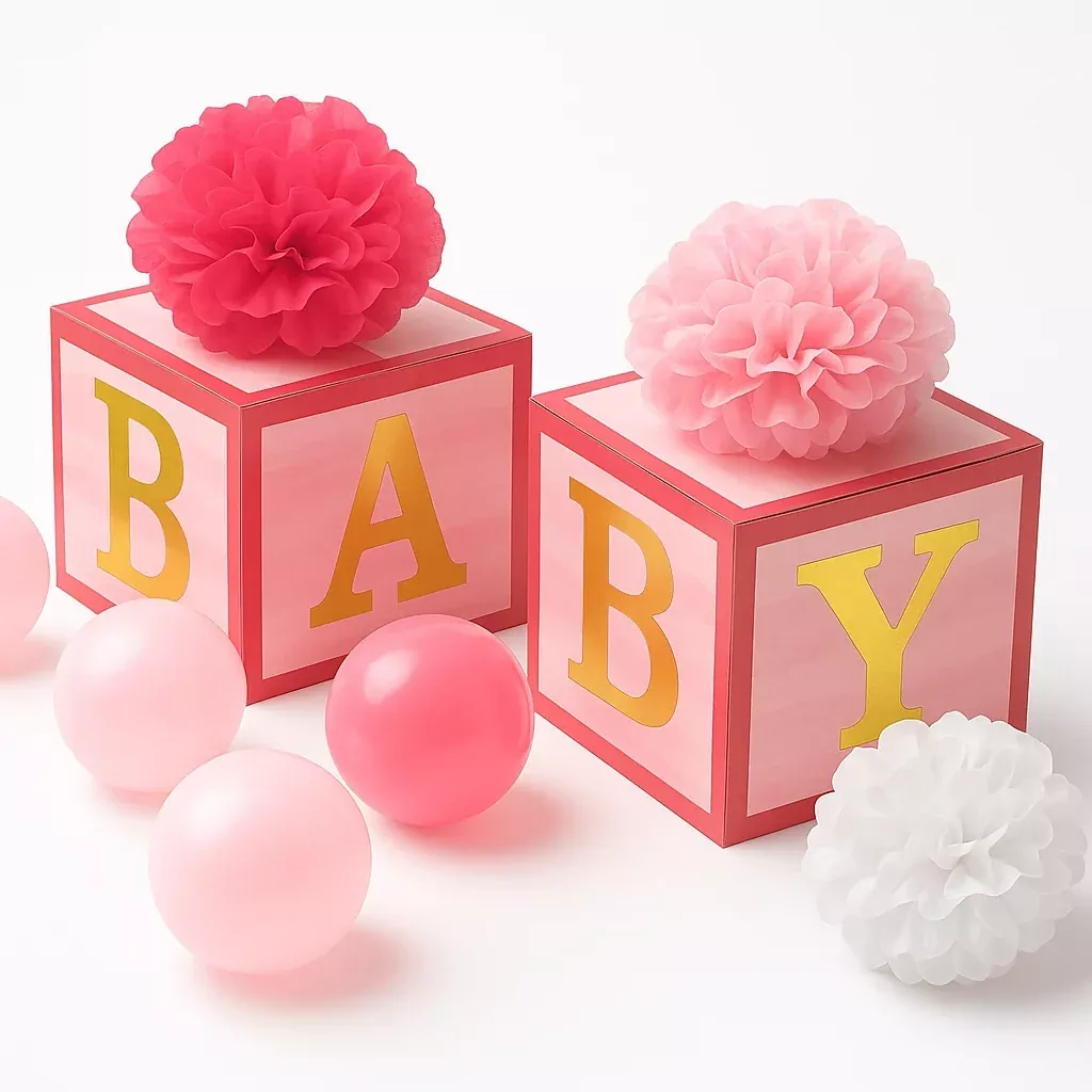 pink-baby-block-table-decorations Pink Baby Block Table Decorations