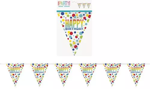 rainbow-polka-dots-birthday-flag-banner Rainbow Polka Dots Birthday Flag Banner