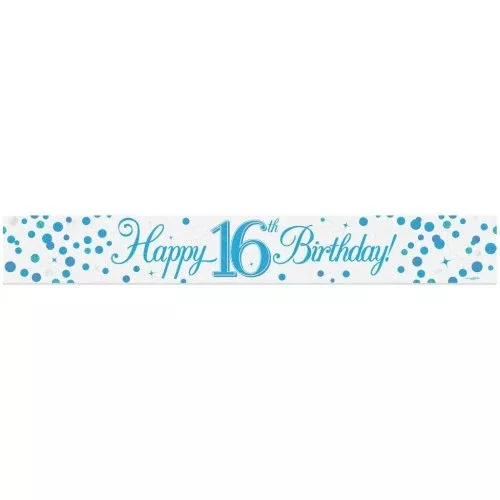 sparkling-fizz-blue-16th-happy-birthday-foil-banner Sparkling Fizz Blue 16th Happy Birthday Foil Banner