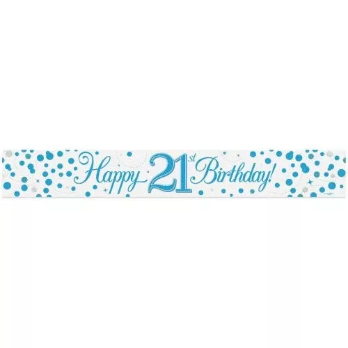 sparkling-fizz-blue-21st-happy-birthday-foil-banner Sparkling Fizz Blue 21st Happy Birthday Foil Banner