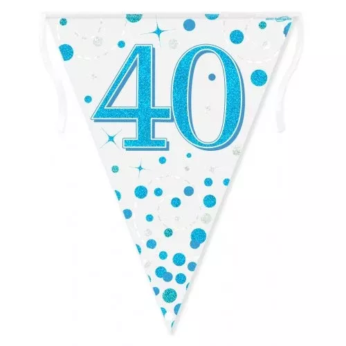 Sparkling Fizz Blue 40th Birthday Flag Banner
