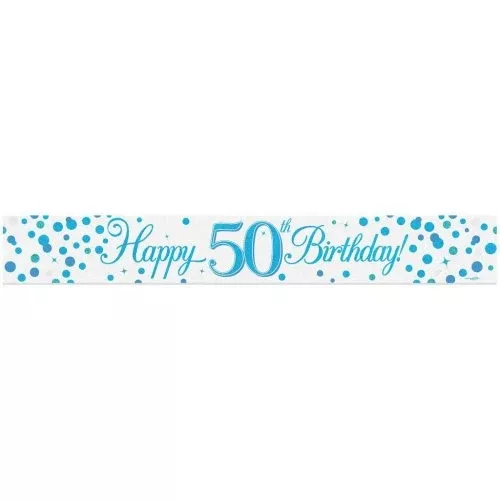 sparkling-fizz-blue-50th-happy-birthday-foil-banner Sparkling Fizz Blue 50th Happy Birthday Foil Banner