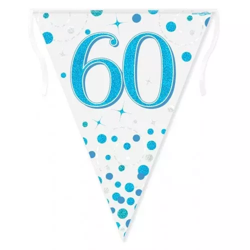 Sparkling Fizz Blue 60th Birthday Flag Banner