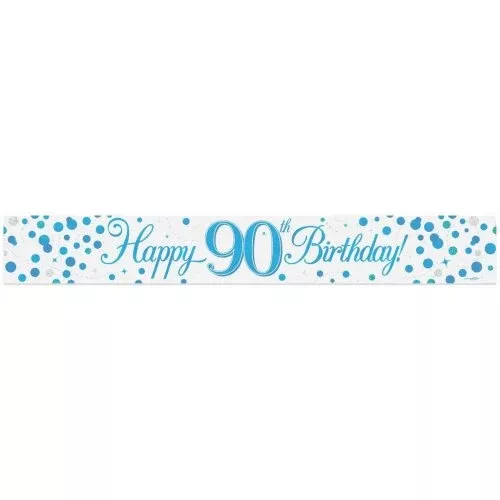 sparkling-fizz-blue-90th-happy-birthday-foil-banner Sparkling Fizz Blue 90th Happy Birthday Foil Banner