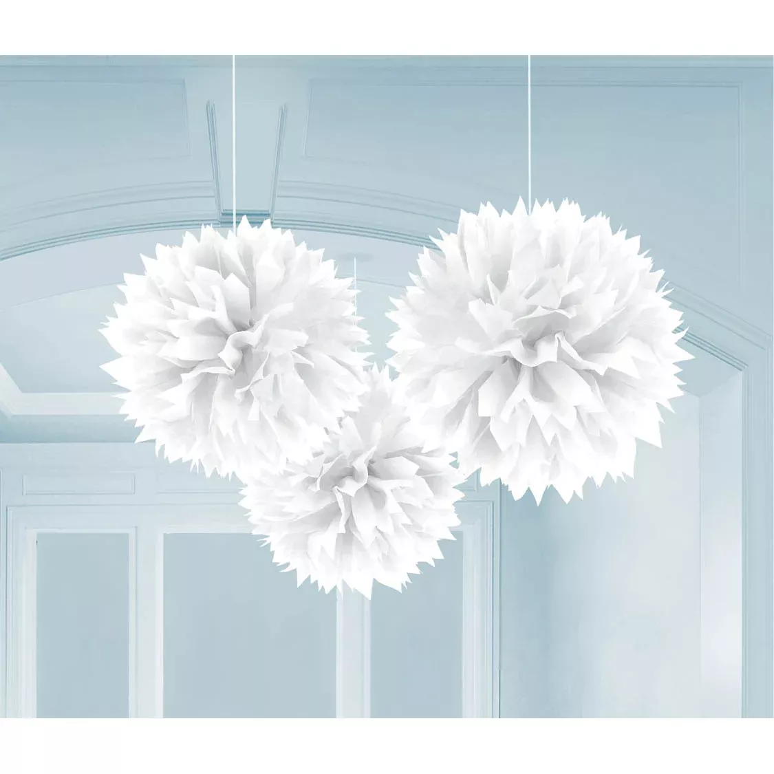 White Fluffy Tissue Balls, 3ct
