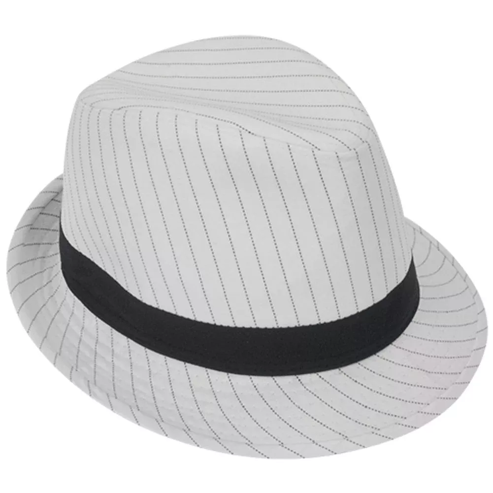 white-with-black-stripes-gangster-fedora White with Black Stripes Gangster Fedora
